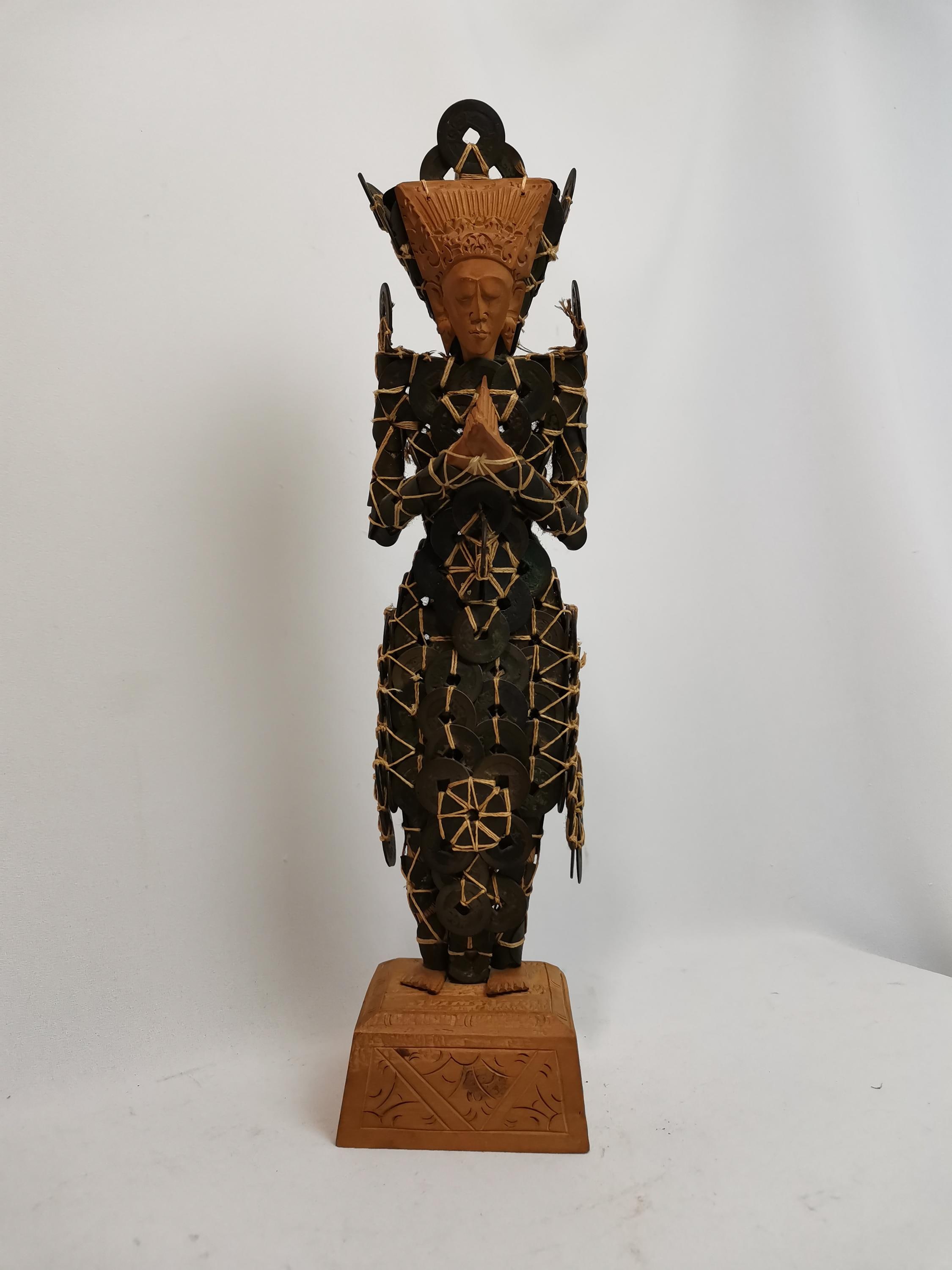 Vintage Balinese Coin Doll Made of Antique Chinese Coins 1970s
