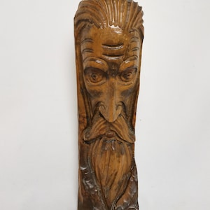 Vintage wood carving bust of Don Quixote 1970s Coarse wood carving bust of man with beard and mustache | Wood carving bust of Don Quixote