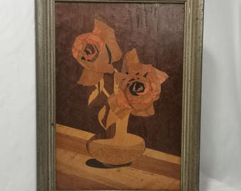 ヴィンテージ寄木細工の木製象嵌アートパネル - Etsy 日本