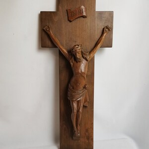 Large antique art deco crucifix oak cross and Christ 1920s Antique wooden crucifix | Wood carving crucifix | Antique hand carved