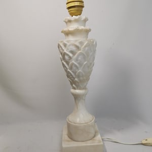 Vintage white marble table lamp pineapple 1950s White natural stone table lamp | Marble pineapple lamp | Antique white marble lamp base