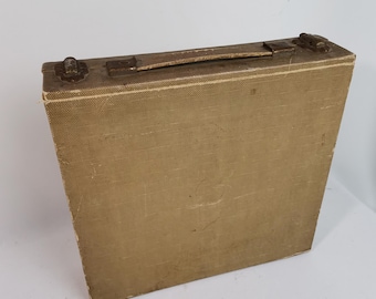 Estuche antiguo para discos de conversación Linguaphone (década de 1930). Maletín antiguo pequeño | Caja de almacenamiento antigua | Estuche decorativo antiguo.