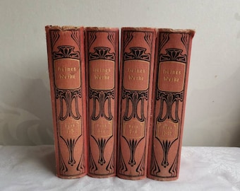 Ensemble de livres antiques Heinrich Heine années 1900 Heinrich Heines sammelized Werke in zwölf Bänden | Ensemble de livres antiques rouges | Livres rouges décoratifs