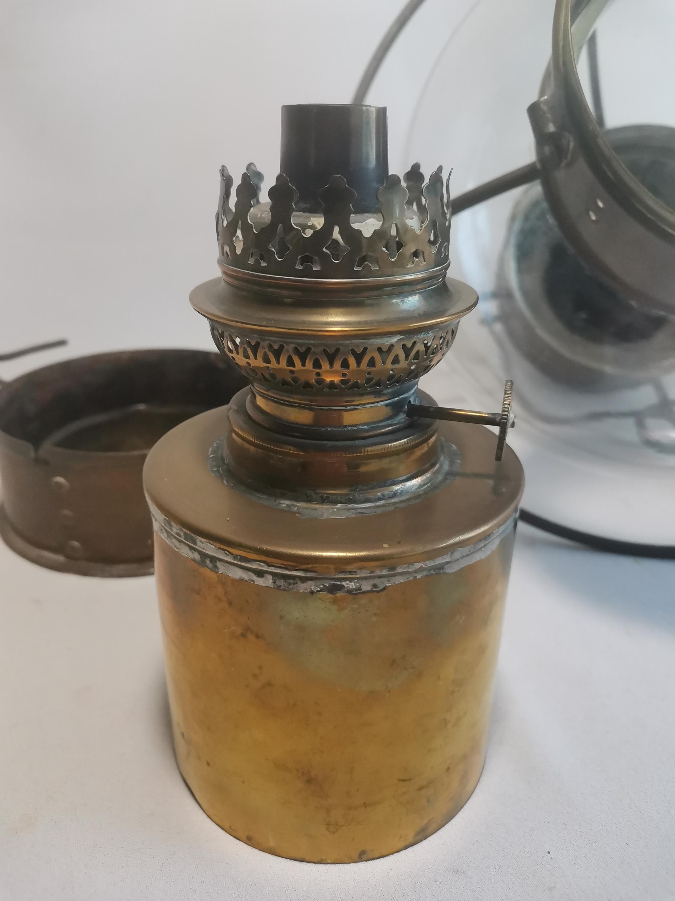 1900年代のアンティーク銅製大型電化船舶用オイルランプ｜丸型船舶用