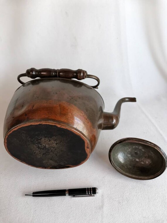 Antique Copper Victorian Teapot 1880s Decorative Tea Kettle
