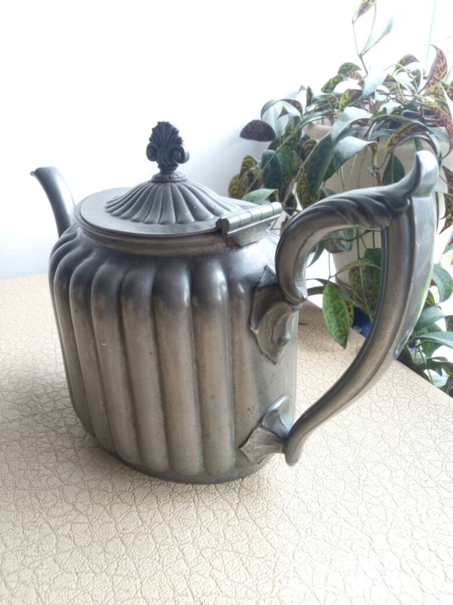 Antique Metal Victorian Teapot 1870s With Ridges and Ornaments Etsy