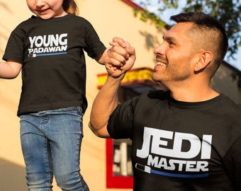 Dad son Jedi master young padawan, Matching father and son shirts, Matching family daddy and baby shirt, Jedi padawan toddler youth shirt