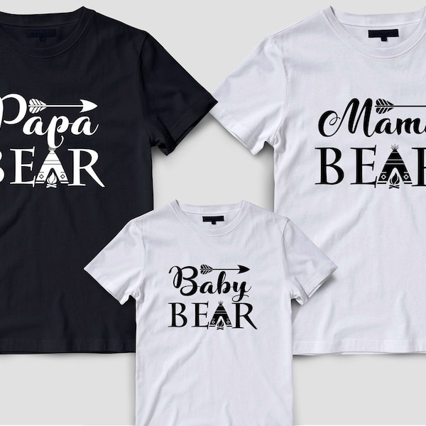 Papa bear baby bear mama bear Christmas gift shirt, Family matching t-shirts set, Matching family shirts, Family shirt matching papa bear
