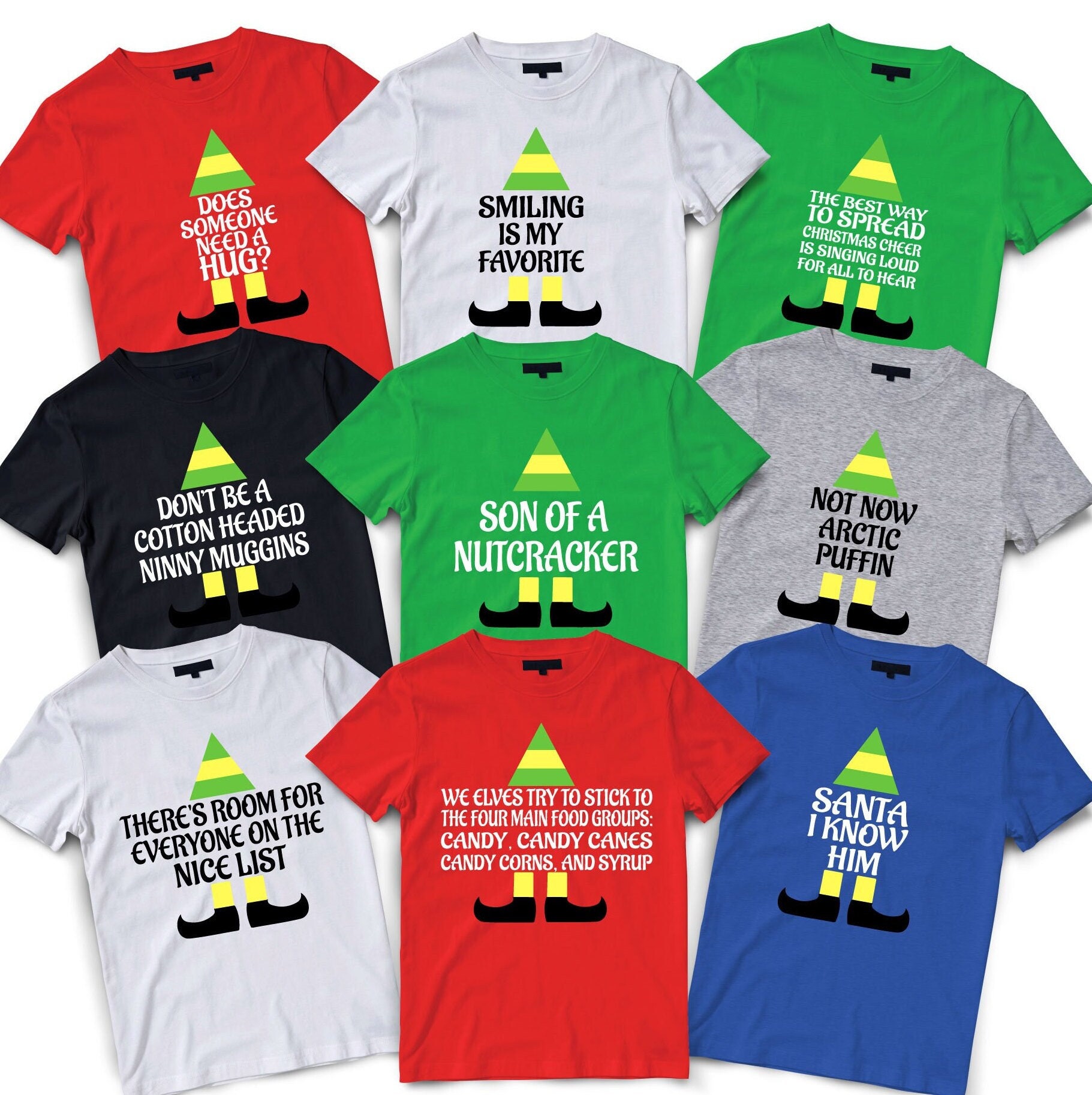 Four Main Food Groups Elf Christmas T-Shirt Four Main Food Groups Elf Christmas T-Shirt