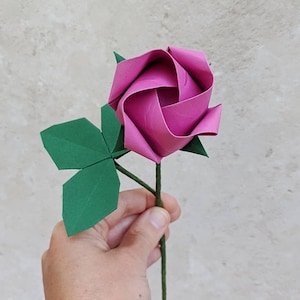 Origami paper rose, Valentine&#39;s Day gift, 1st anniversary gift for wife, romantic birthday present for her, engagement proposal, date night