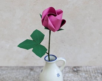 折り紙のバラ1本、永遠に残る紙の花、プロポーズ、婚約祝い、ロマンチックなデートの夜、誕生日プレゼント、1周年記念