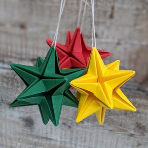 Origami star, Christmas tree bauble, eco friendly recycled paper ornament, hanging decorations, sustainable wedding decor image 5