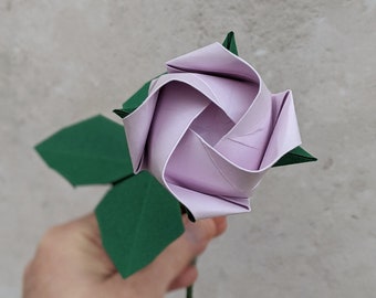 Origami paper rose, unique Valentine's Day gift, engagement proposal, anniversary present for her, romantic flowers for wife