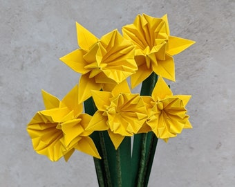 Spring daffodils bouquet, Mother's Day gift, origami paper narcissus flowers, eco friendly Easter table decoration, present for Mum