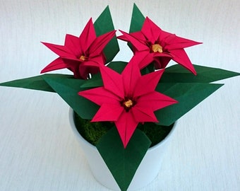 Regalo de Navidad de flor de pascua roja flores de papel de - Etsy México Regalo de Navidad de flor de pascua roja flores de papel de - Etsy México