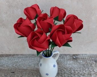 Origami red roses, 1st wedding anniversary gift for wife, paper flowers bouquet, eco friendly Valentine's Day