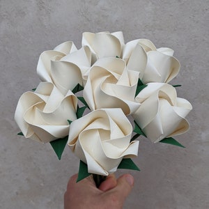 Ivory Paper Roses Origami Flower Bouquet 1st Anniversary - Etsy