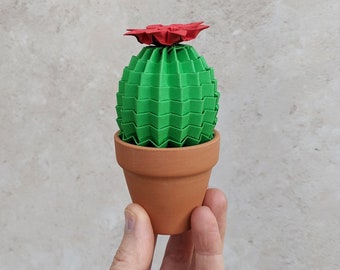 Mini origami cactus, cute paper plant, green faux houseplant, home office decor, desk decoration, eco friendly anniversary gift