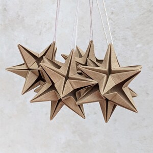 Decorazione per albero di Natale origami, pallina di carta a forma di stella, ornamento neutro da appendere, decorazione ecologica per matrimoni, casa sostenibile
