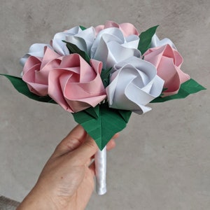 Origami Roses Bouquet, Pastel Pink Paper Flowers, Eco Friendly Wedding ...
