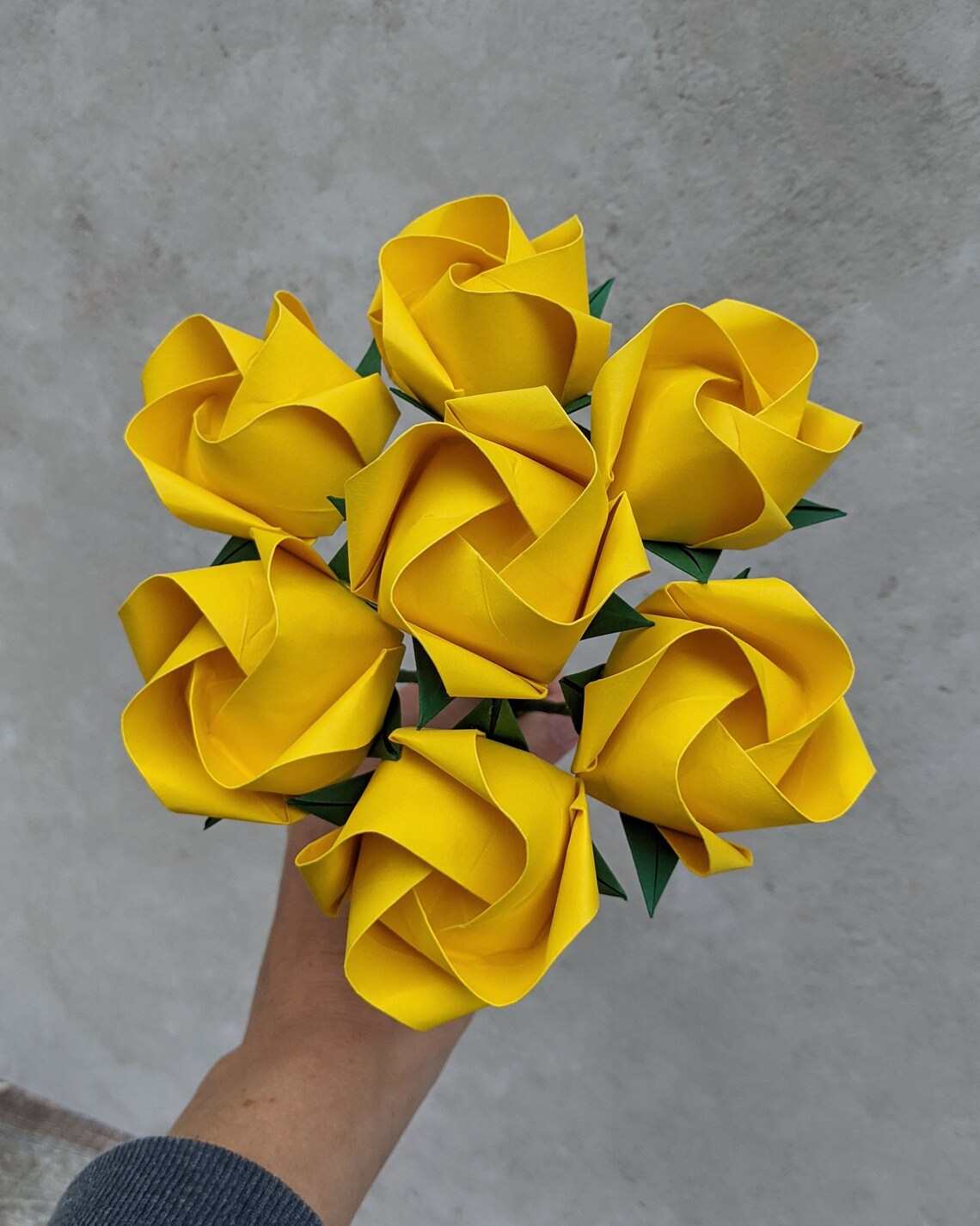 Bouquet of Yellow Paper Roses Origami Flowers Paper First Etsy