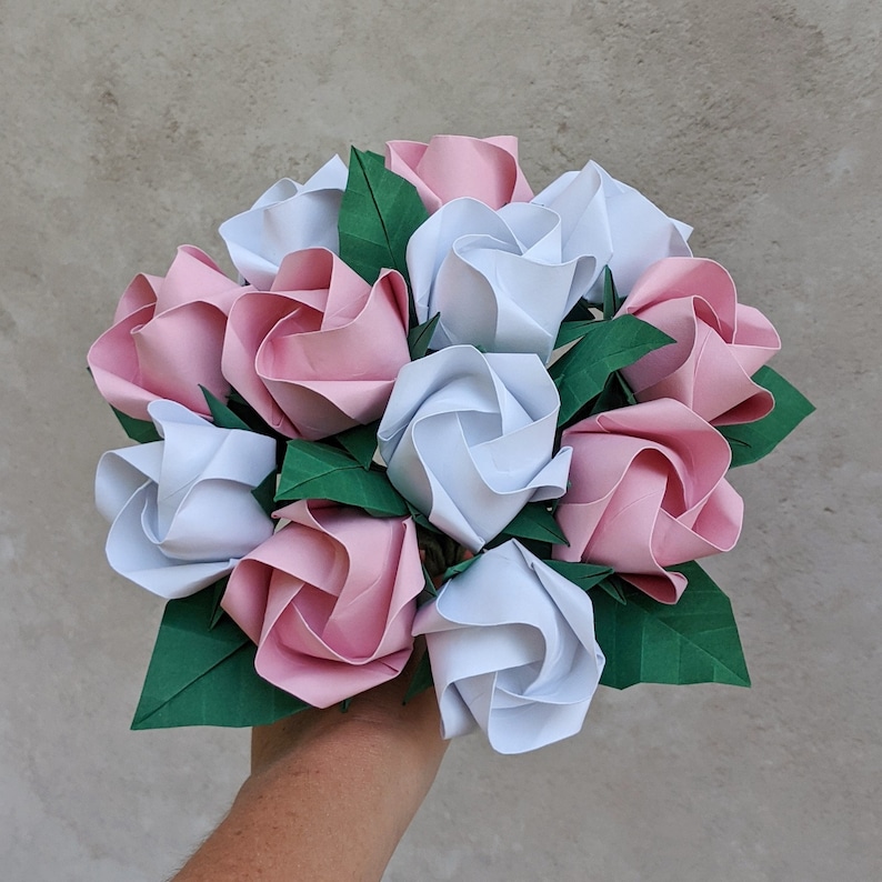 Origami Roses Bouquet, Pastel Pink Paper Flowers, Eco Friendly Wedding ...
