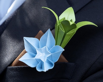 Paper flower boutonniere, groom&#39;s origami buttonhole, eco friendly wedding, non-traditional corsage, alternative groomsmen