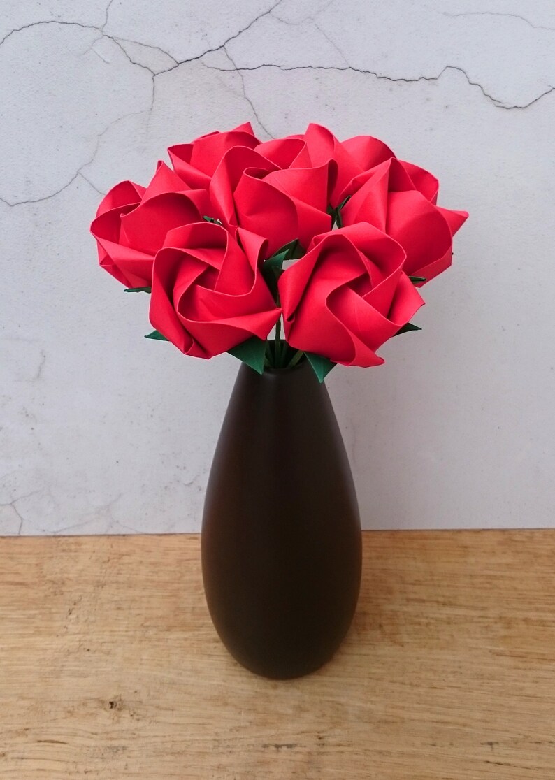 Origami Red Roses 1st Anniversary Gift for Her Paper Flowers Etsy