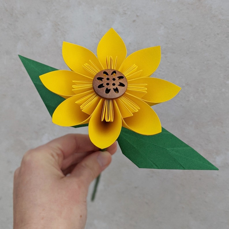 Origami sunflowers bouquet, paper anniversary flowers, birthday gift for her, summer wedding table decoration centrepiece image 5