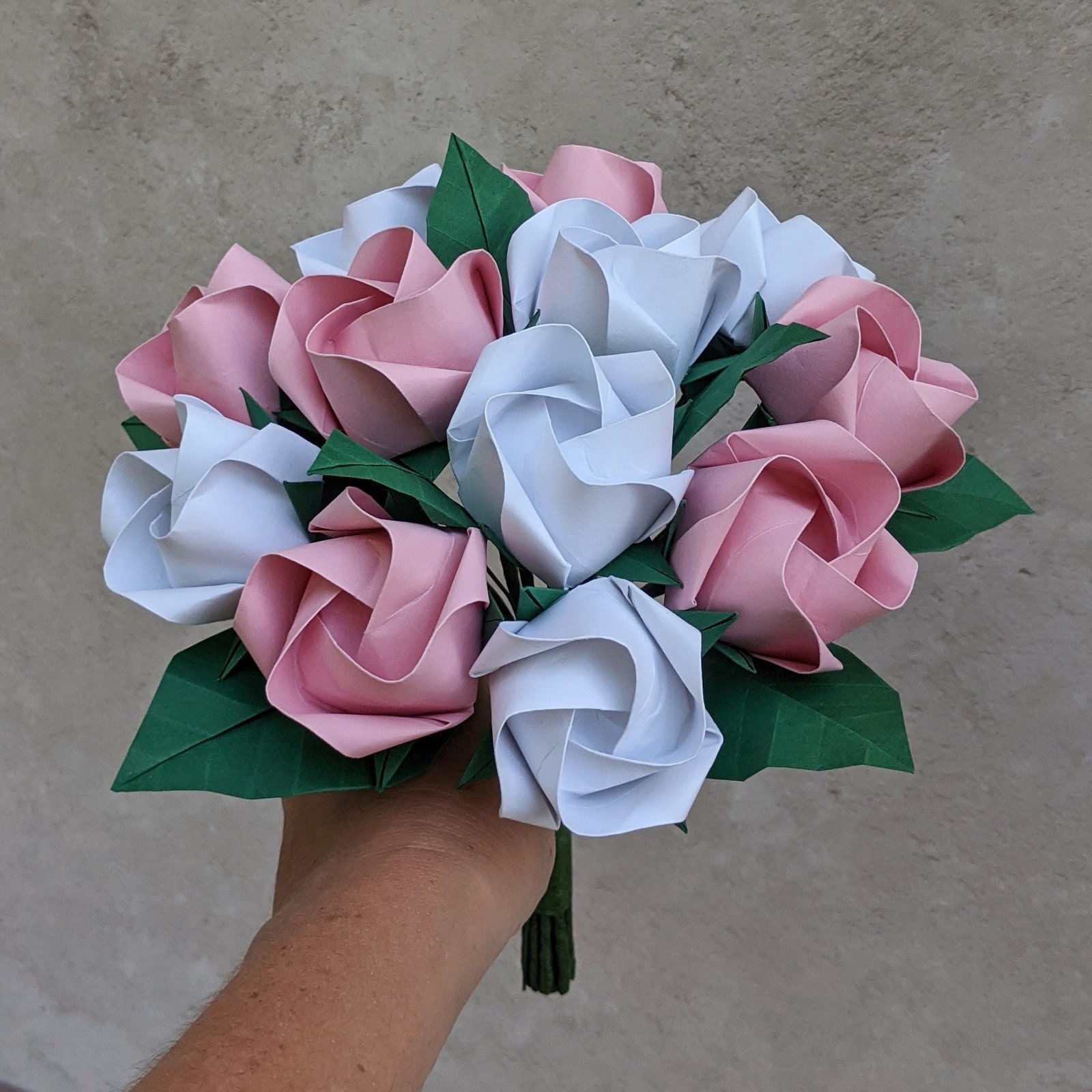 Origami Roses Bouquet, Pastel Pink Paper Flowers, Eco Friendly Wedding ...