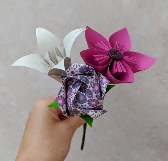 Pink Paper Flower Bouquet Gift for Teacher Thank You Origami 