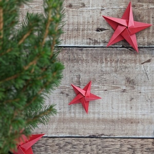 Guirlande d'étoiles en origami, décoration de Noël, guirlande d'étoiles en papier à suspendre, Noël nordique, mariage alternatif, guirlande d'étoiles de style scandinave image 3