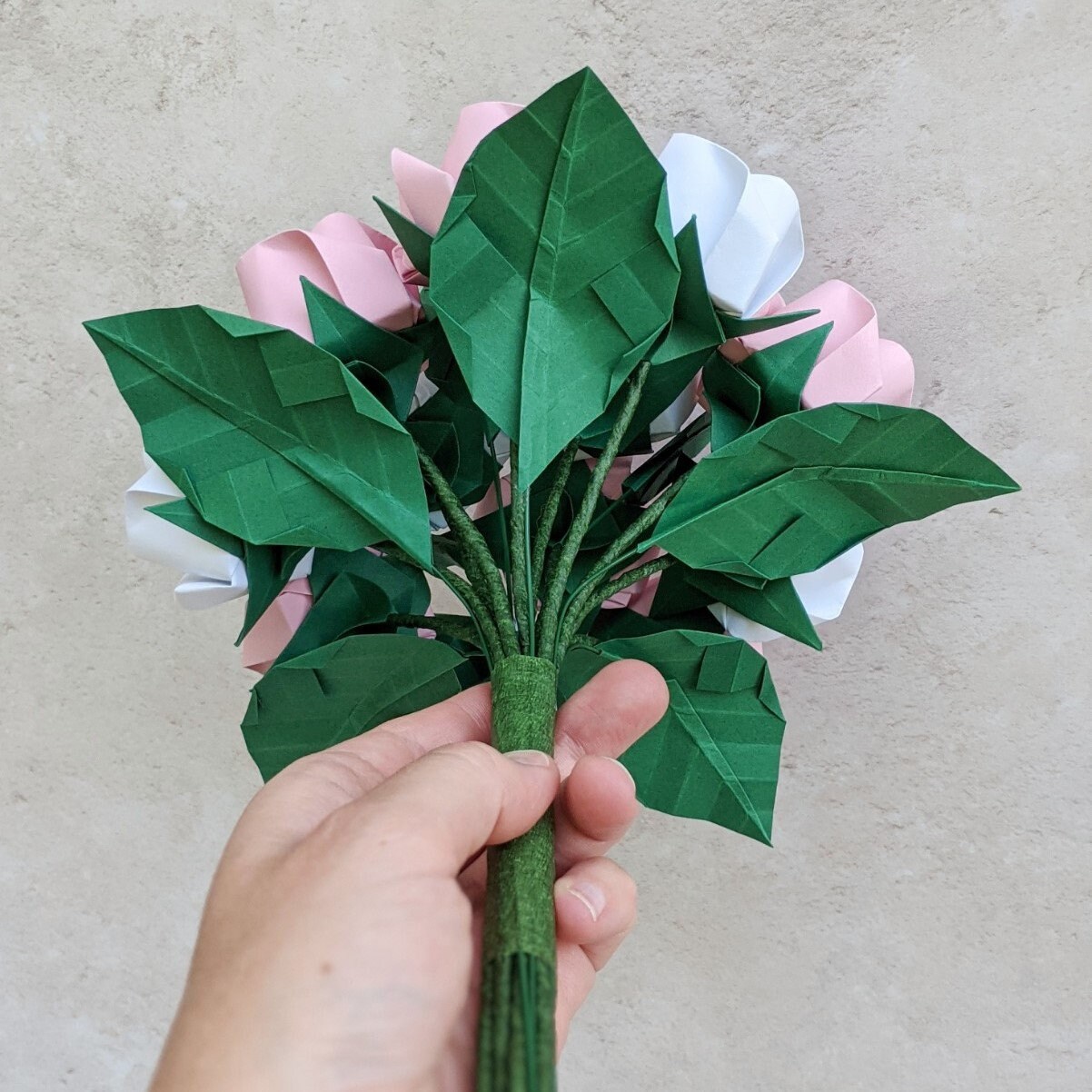 Origami Roses Bouquet, Pastel Pink Paper Flowers, Eco Friendly Wedding ...