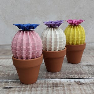 Mini Origami Kaktus, umweltfreundliches Geschenk für Lehrer, niedliche weiße Papierpflanze, künstliche Zimmerpflanze, Dekoration für Büro oder Schreibtisch