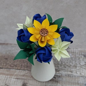 Origami paper flowers, bridesmaid's bouquet with sunflower, table centrepiece decoration, eco friendly keepsake florals, wedding anniversary image 6