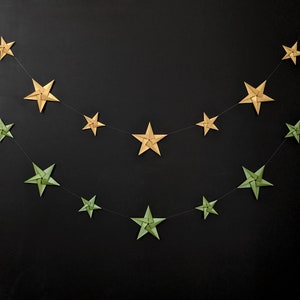 Origami stars Christmas decoration, Scandi nursery bunting, metallic wedding decor, elegant minimalist, paper star garland