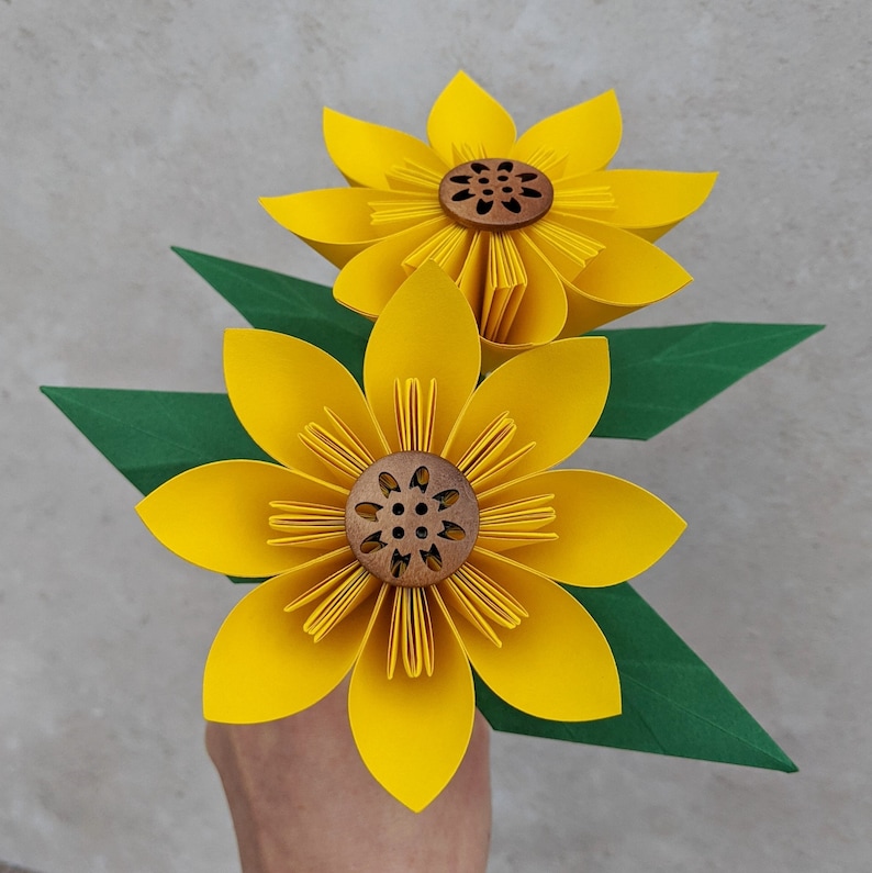 Origami sunflowers bouquet, paper anniversary flowers, birthday gift for her, summer wedding table decoration centrepiece image 9