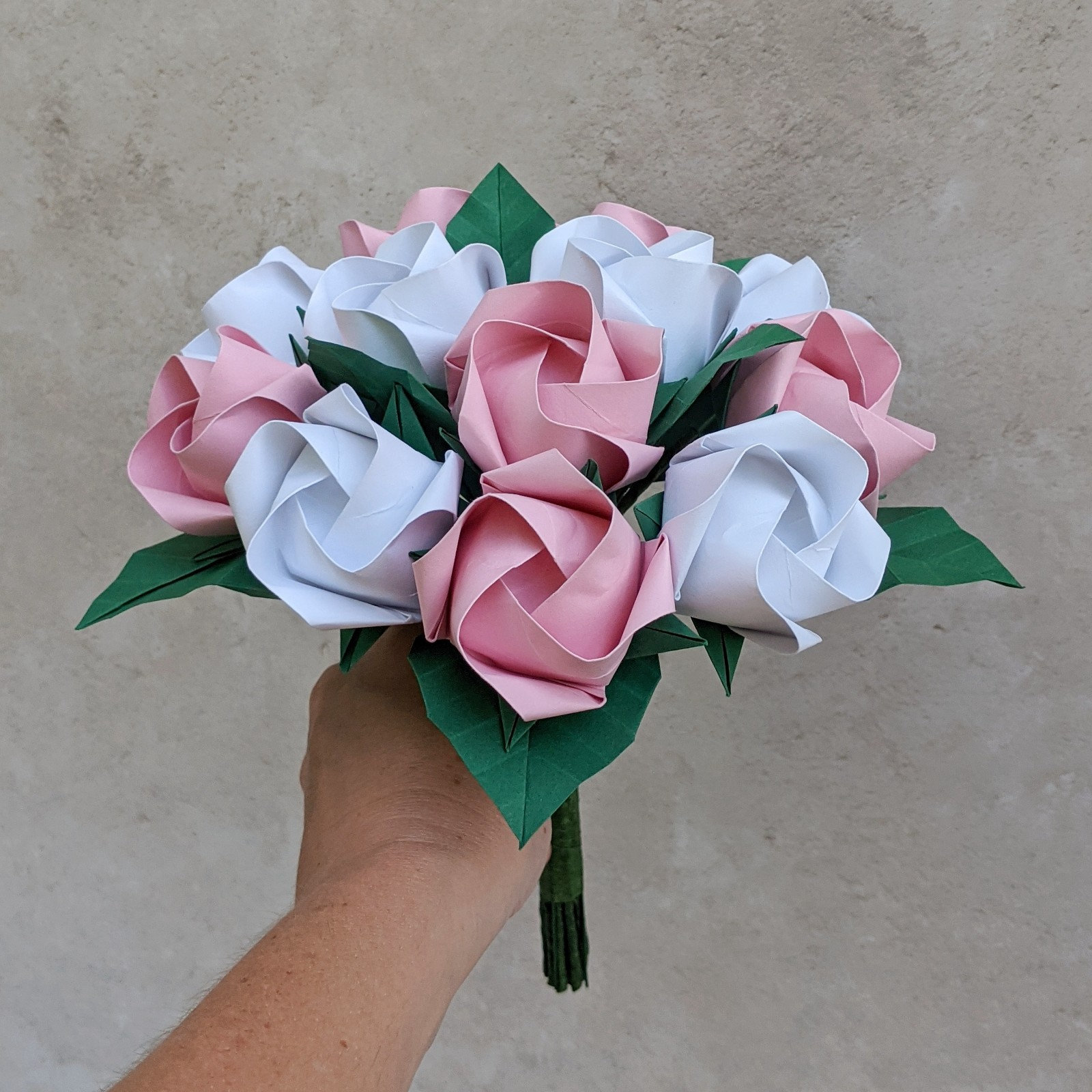 Origami Roses Bouquet, Pastel Pink Paper Flowers, Eco Friendly Wedding ...