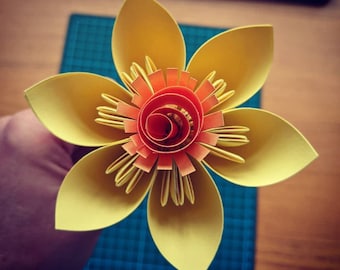 Origami daffodils, Spring paper flowers, Mother's Day gift, eco friendly yellow table decoration, Easter bouquet for Mum