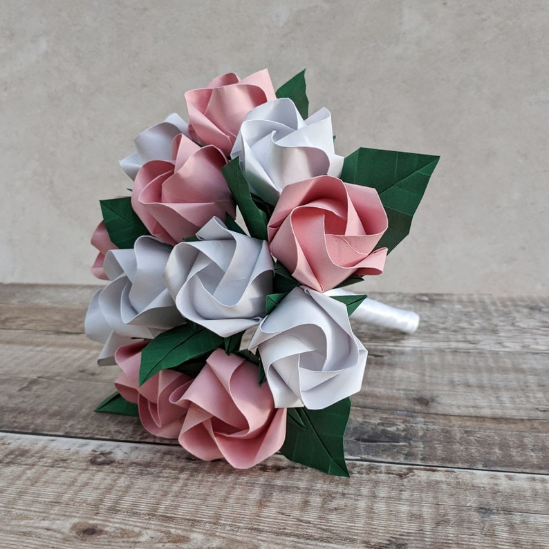 Origami Roses Bouquet, Pastel Pink Paper Flowers, Eco Friendly Wedding ...