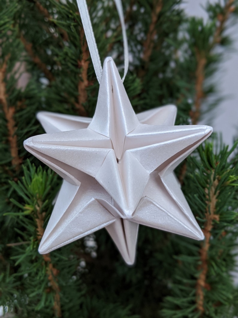 Origami Star Christmas Tree Decorations Unique Paper Etsy