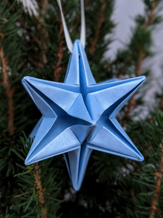 Set Of 3 Origami Stars Christmas Tree Decorations Origami Paper Hanging Ornaments Handmade Xmas Baubles Alternative Wedding Decor