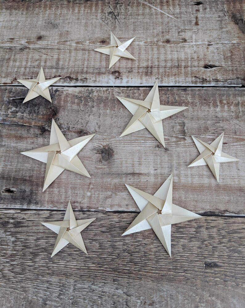 Guirlande d'étoiles en origami, décoration de Noël, guirlande d'étoiles en papier à suspendre, Noël nordique, mariage alternatif, guirlande d'étoiles de style scandinave image 9