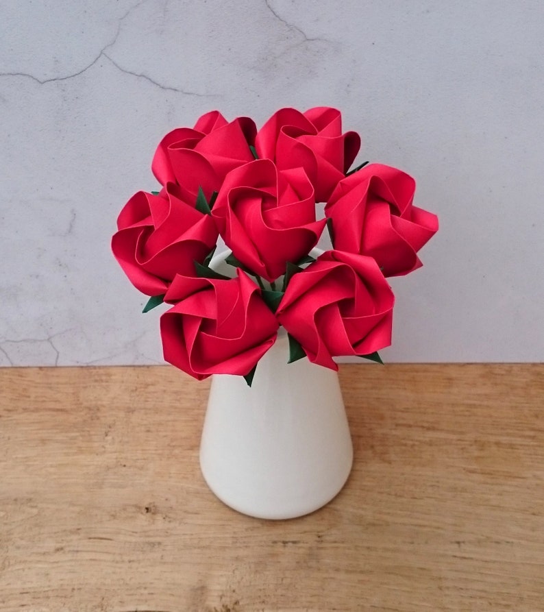 Origami Red Roses 1st Anniversary Gift for Her Paper Flowers Etsy