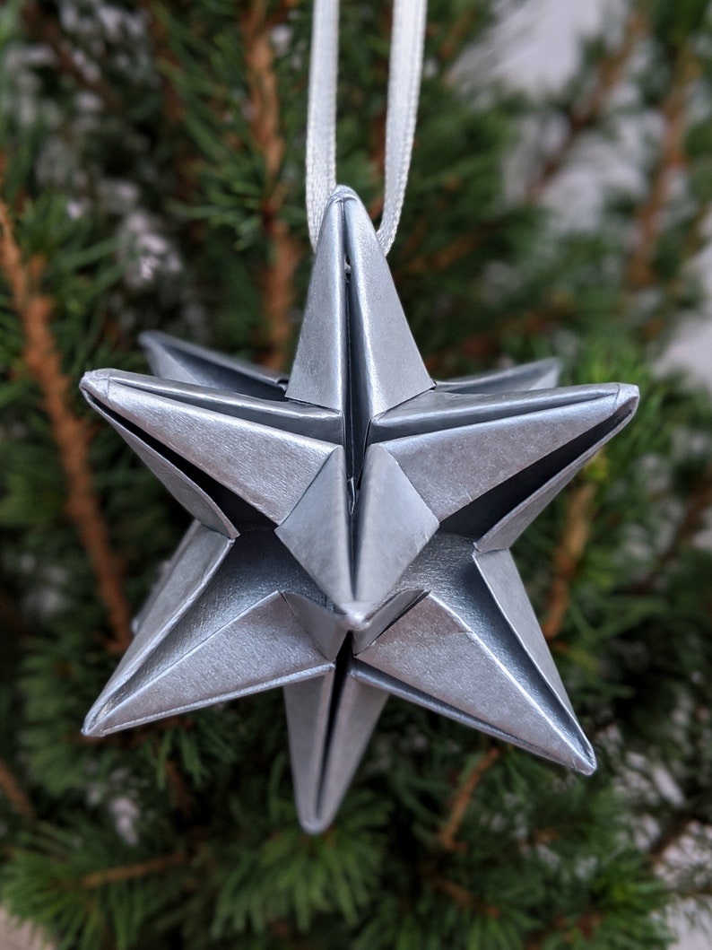 Origami Star Christmas Tree Decorations Metallic Baubles Etsy UK
