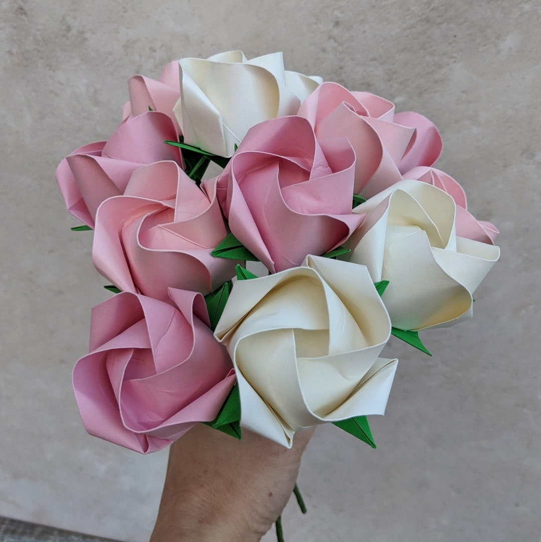Pastel Paper Roses Origami Flower Bouquet Romantic 1st - Etsy