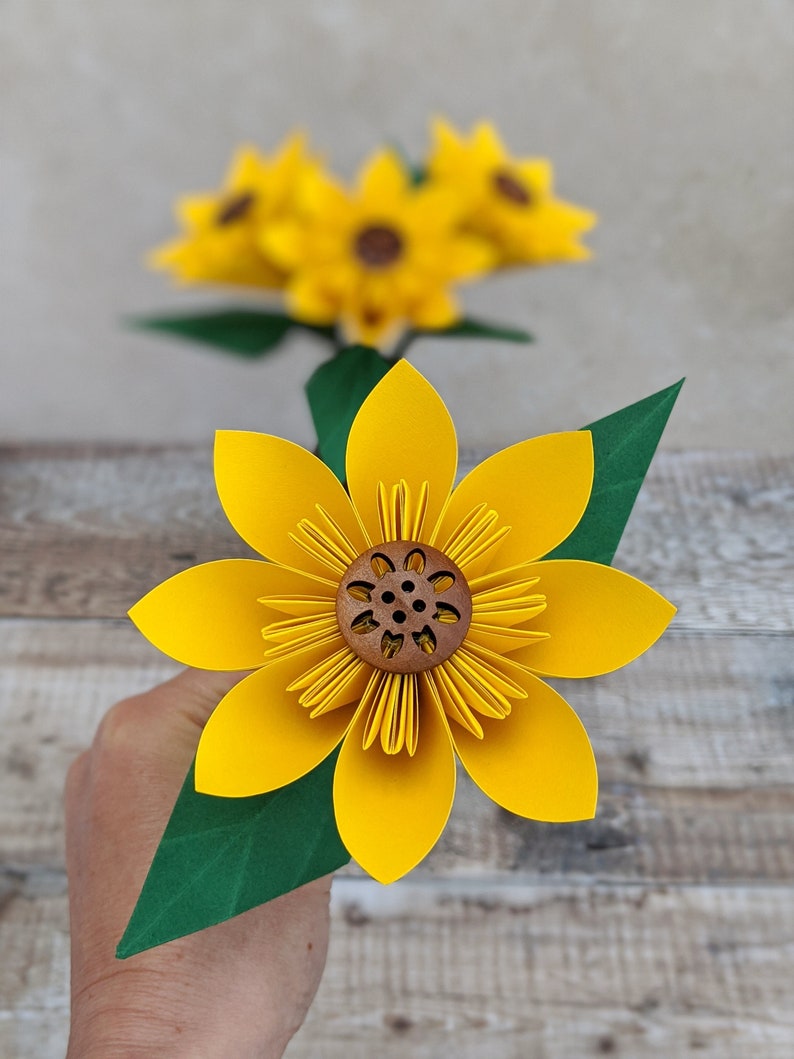 Origami sunflowers bouquet, paper anniversary flowers, birthday gift for her, summer wedding table decoration centrepiece image 3