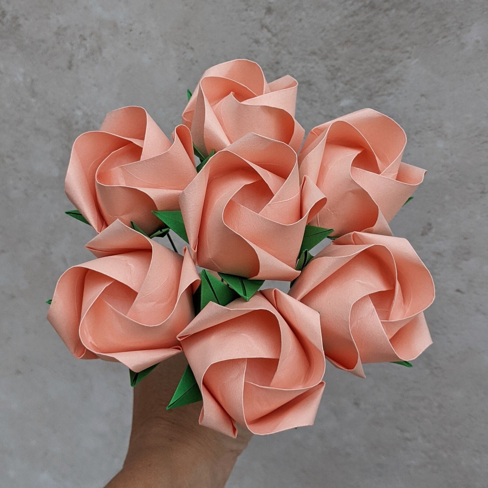 Paper Roses Bouquet Eco Friendly Present for Her Peach Etsy