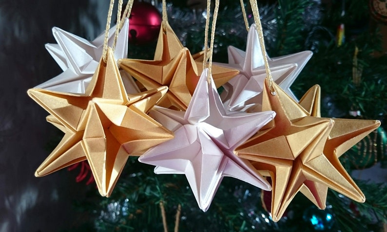 Set Of 3 Origami Stars Little Star Baby Shower Eco Wedding Etsy