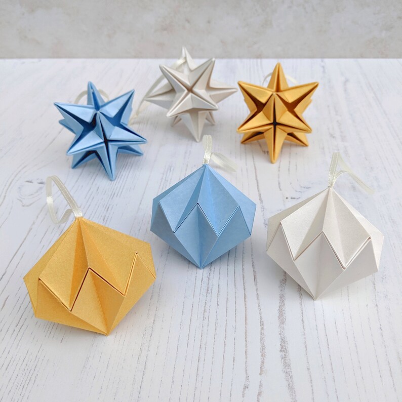 Origami Star Christmas Tree Decorations Unique Paper Etsy